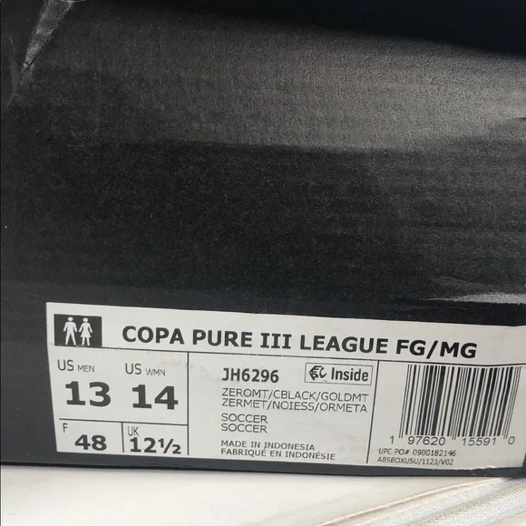 Adidas Men’s Copa Pure III League FG/MG Soccer Cleats JH6296 - Size 13